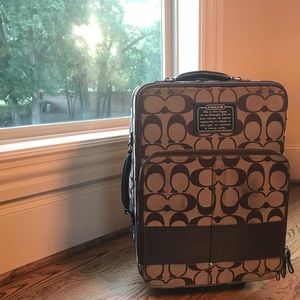 COACH Logo Stripe Carry On Rolling Luggage